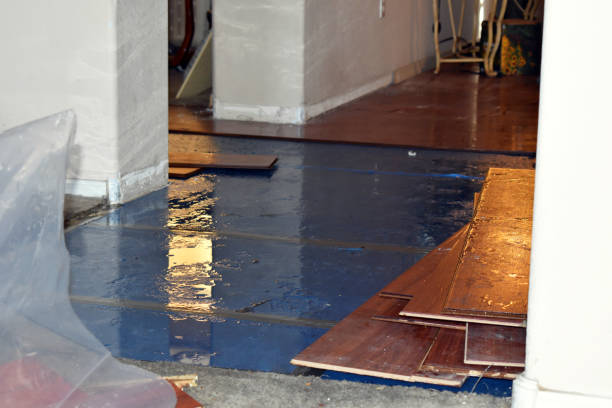 Professional Water Damage Restoration technician working in Woodlake, CA